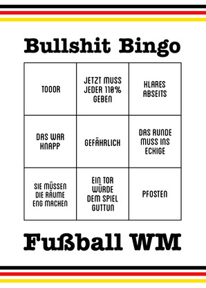 Fußball WM Bullshit Bingo 1 - Postkarte online verschicken