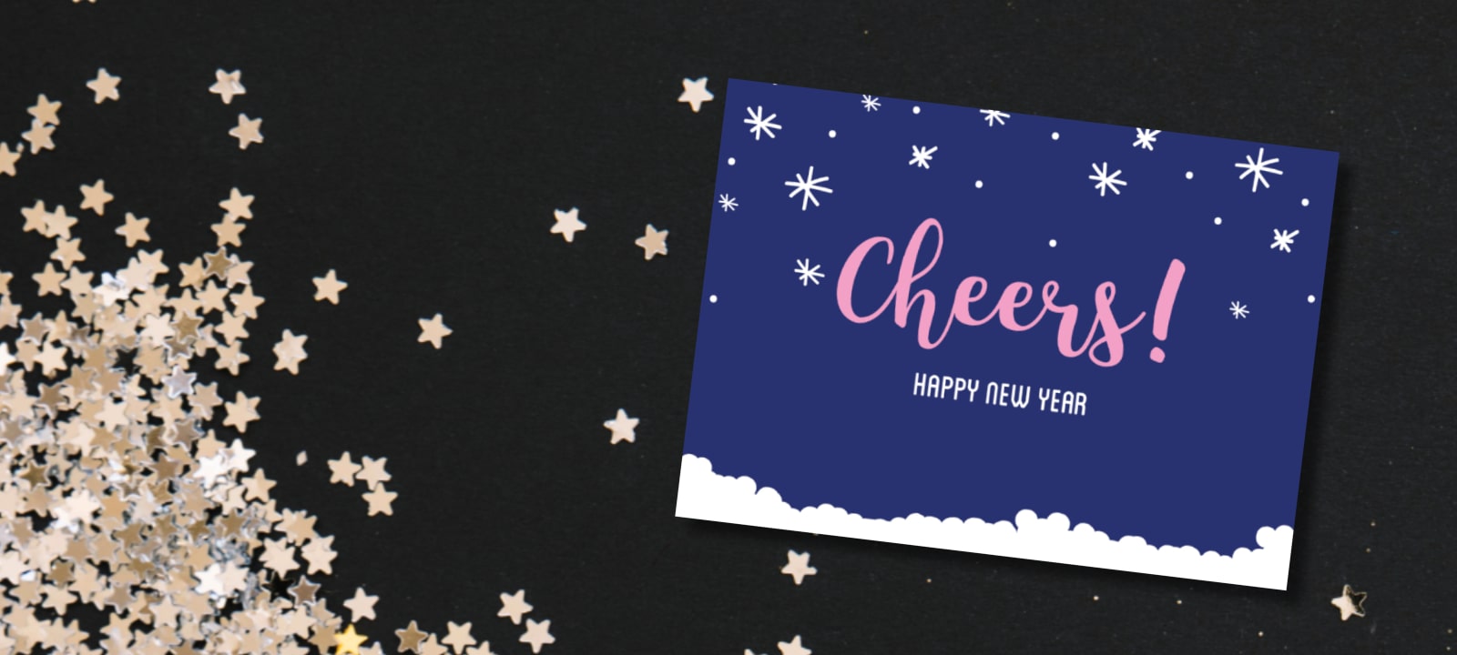 Neujahrskarte "Cheers - Happy new year"