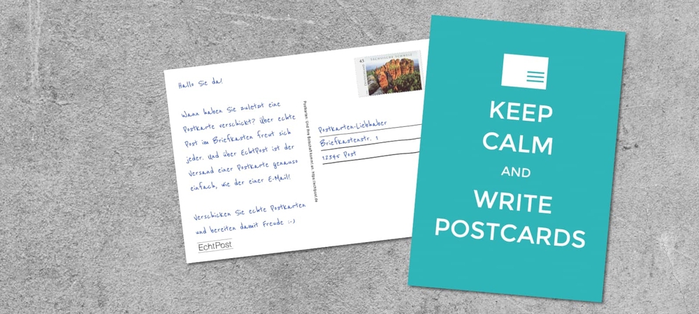 Postkarten online schreiben: Keep calm and write postcards