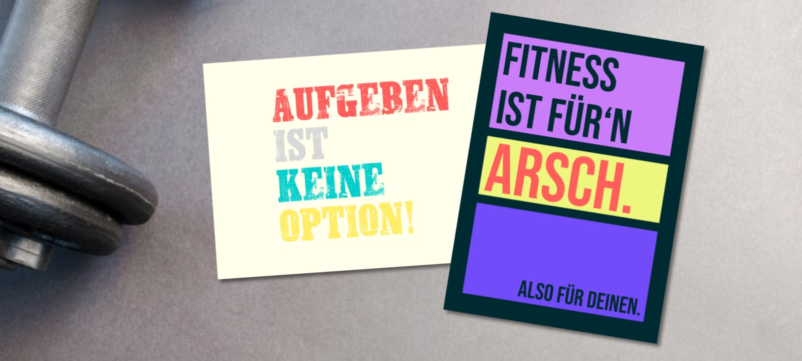 Fitness Werbung mit Postkarten