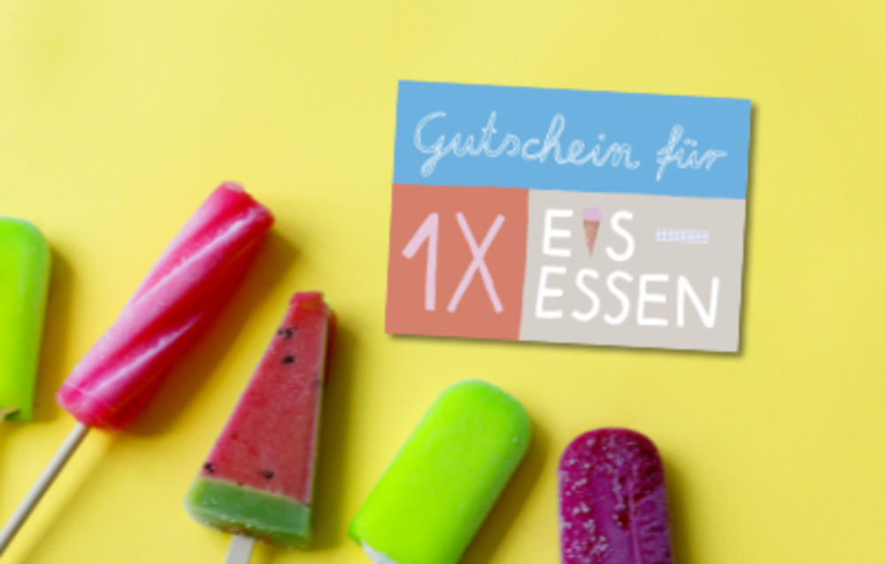 Sommer Werbung mit Eis-Gutschein