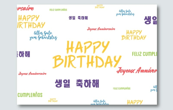 Happy Birthday Sprachen Postkarte