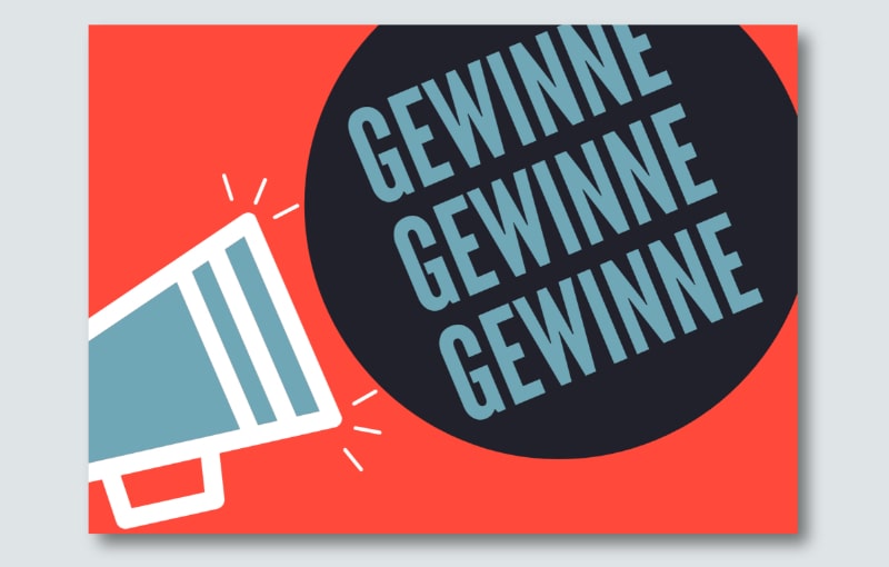 Postkarte "Gewinne Gewinne Gewinne" für Postkartenmarketing