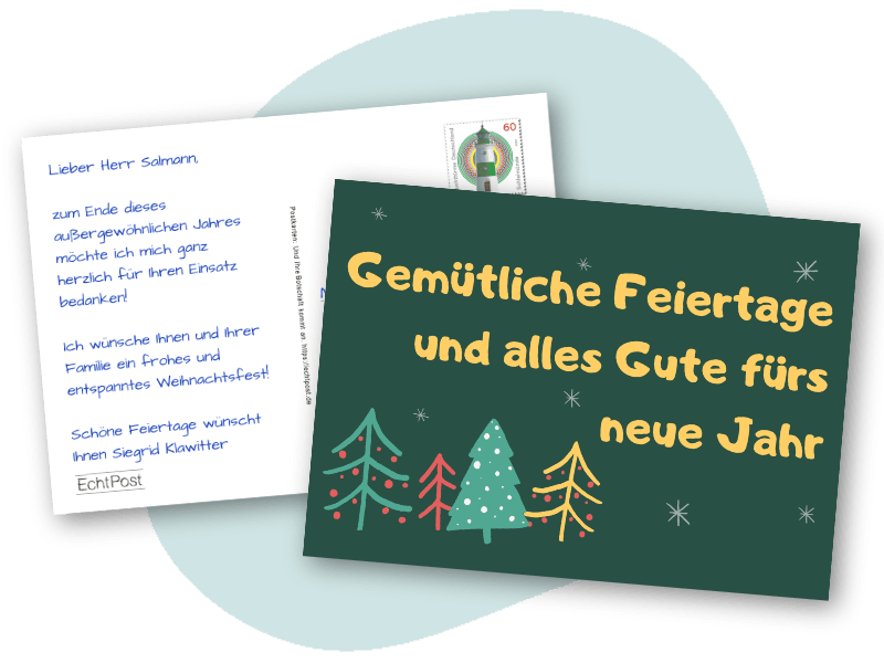 Weihnachtsgrüße Mitarbeiter online schreiben und per Post verschicken