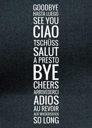 Postkarte verschicken: Adios Ciao Bye 