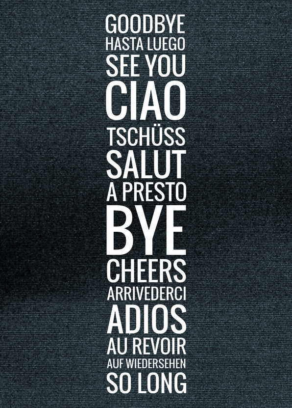 Postkarte verschicken: Adios Ciao Bye 