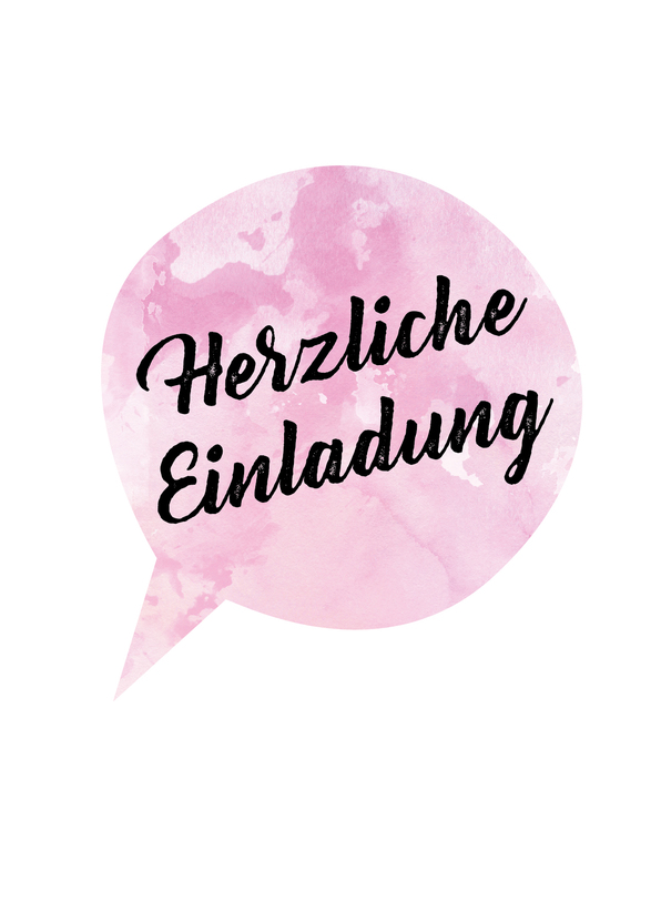 Herzliche Einladung Sprechblase - Postkarte versenden