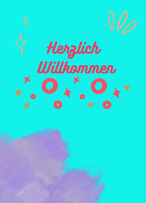 Herzlich Willkommen Pinselstrich - Willkommensgruß Postkarte