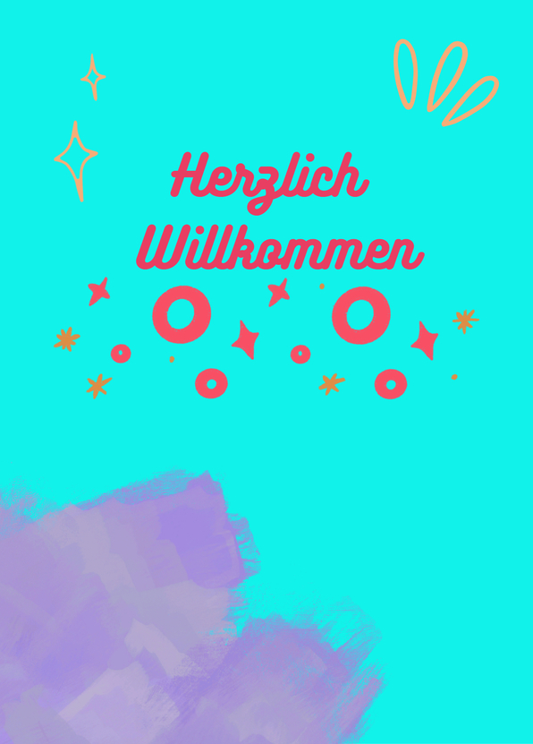 Herzlich Willkommen Pinselstrich - Willkommensgruß Postkarte