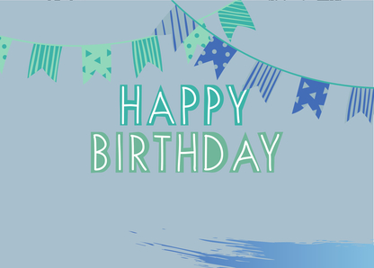 Happy Birthday Wimpel blau grün