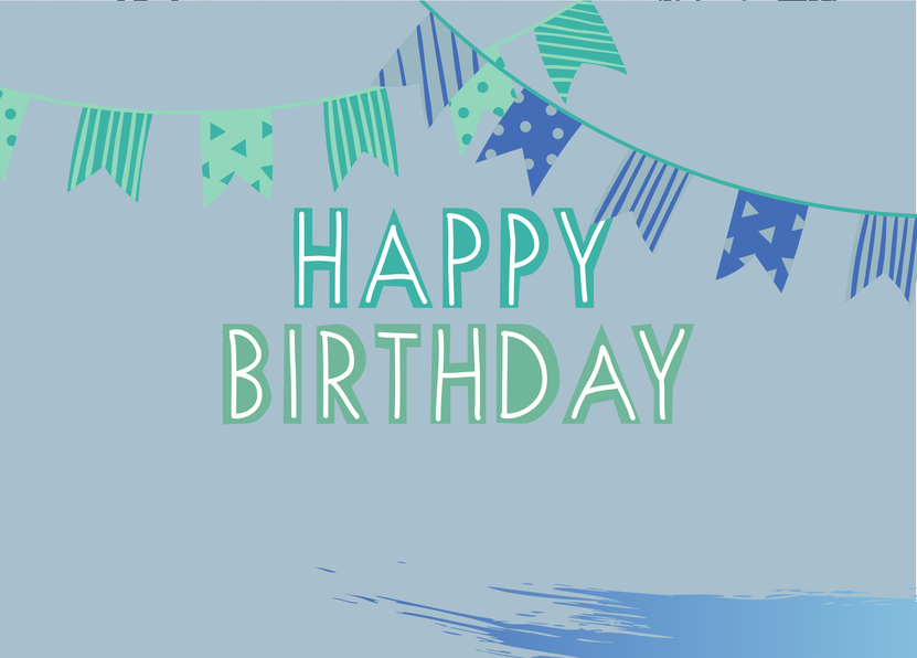 Happy Birthday Wimpel blau grün