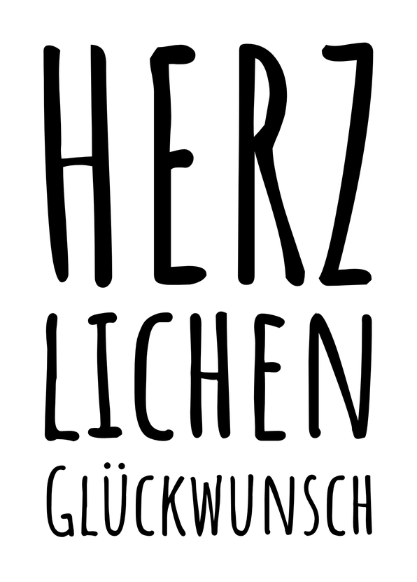 Herzlichen Glückwunsch schwarzweiß Postkarte online senden