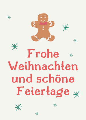 Frohe Weihnachten und schöne Feiertage Lebkuchenmann
