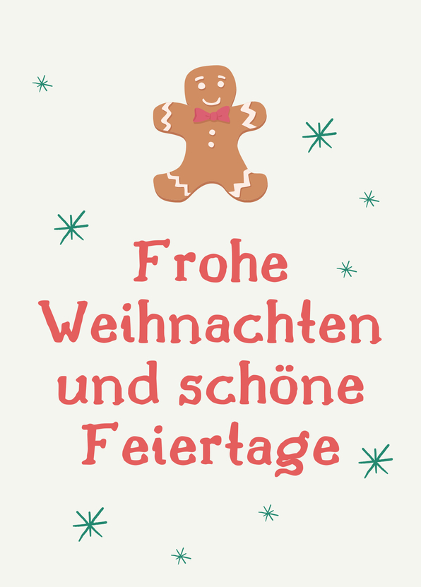 Frohe Weihnachten und schöne Feiertage Lebkuchenmann