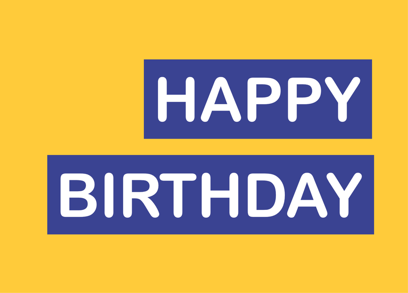 Happy Birthday gelb blau - Geburtstagskarte verschicken