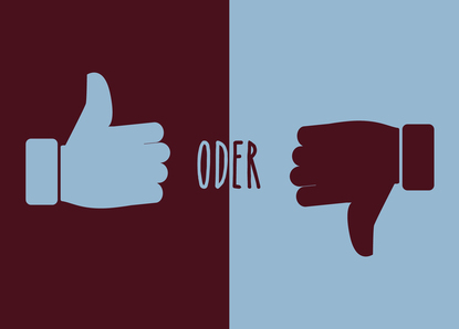 Daumen hoch oder runter - Postkarte verschicken