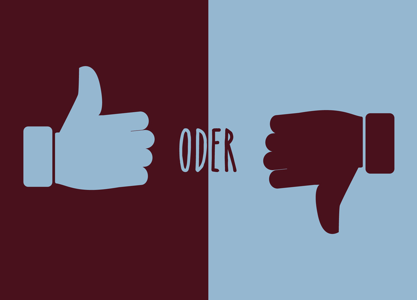 Daumen hoch oder runter - Postkarte verschicken