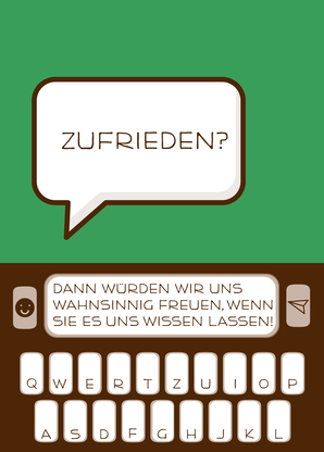 Zufrieden? Lassen Sie es uns wissen - Postkarte versenden