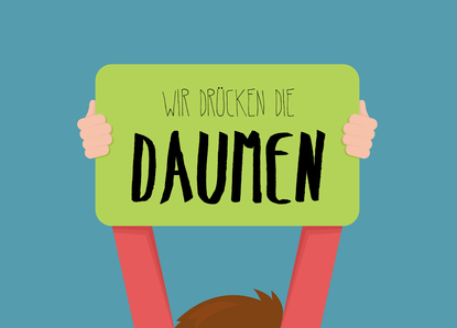 Wir drücken die Daumen - Postkarte jetzt versenden