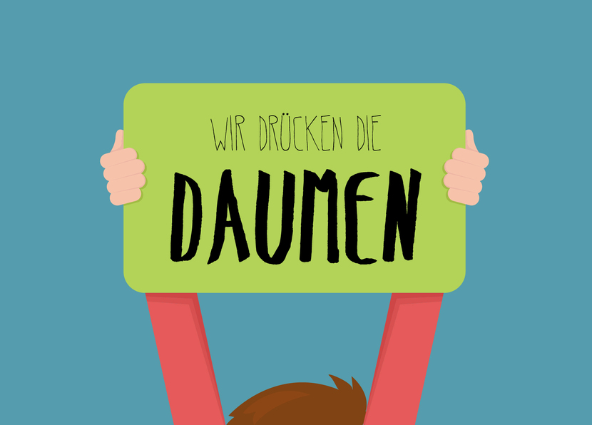 Wir drücken die Daumen - Postkarte jetzt versenden