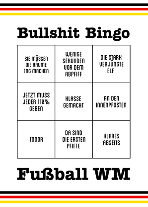 Fußball WM Bullshit Bingo 3 - Postkarte online versenden