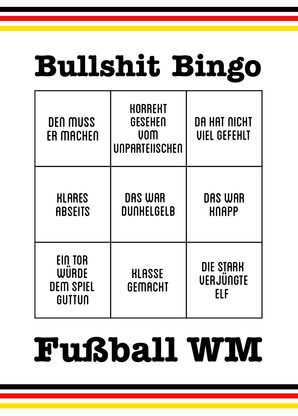 Fußball WM Bullshit Bingo 4 - Postkarte jetzt verschicken