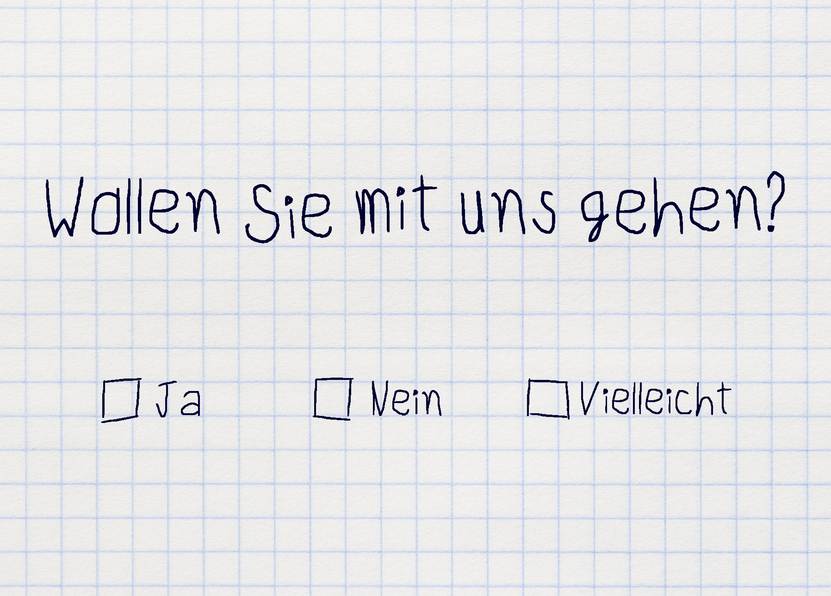 Wollen Sie mit uns gehen? - Postkarte jetzt online verschicken