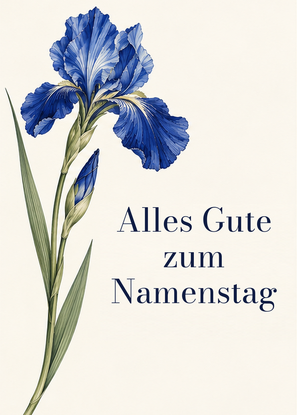 Namenstagskarte mit blauer Iris | EchtPost
