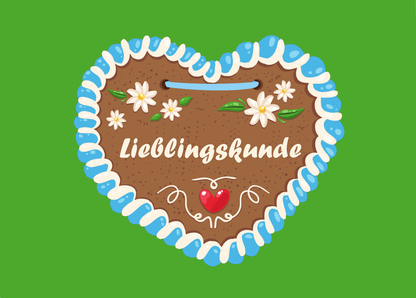 Lebkuchenherz Lieblingskunde - Postkarte verschicken