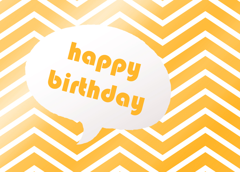 Happy Birthday Sprechblase gelb - Postkarte verschicken