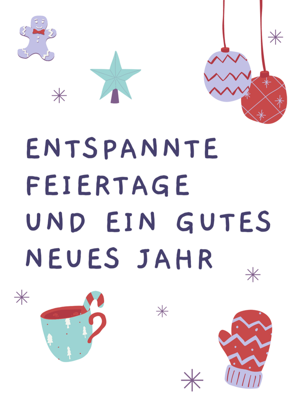 Entspannte Feiertage und ein gutes neues Jahr - Postkarte