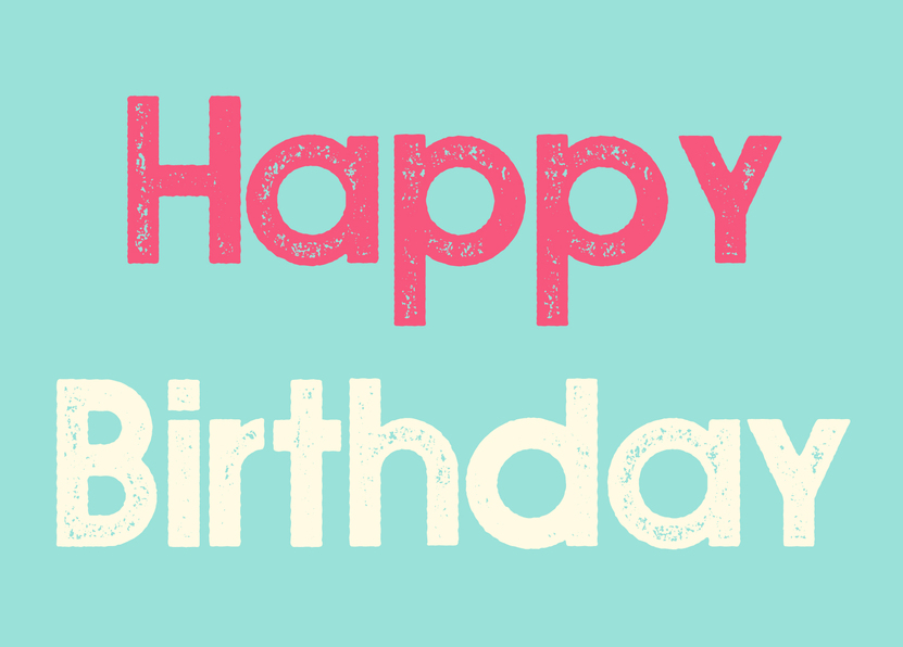 Happy Birthday rosa-hellblau - Postkarte verschicken