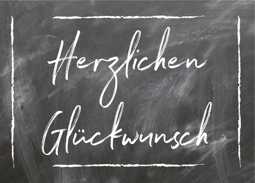 Herzlichen Glückwunsch Tafel - Postkarte versenden