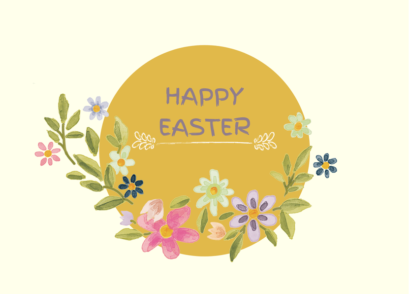Happy Easter Blumen Kreis - Osterkarte online schreiben