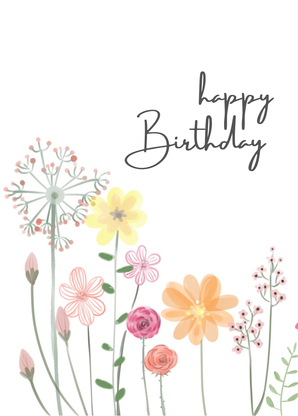 Happy Birthday Blumen Geburtstagskarte online schreiben