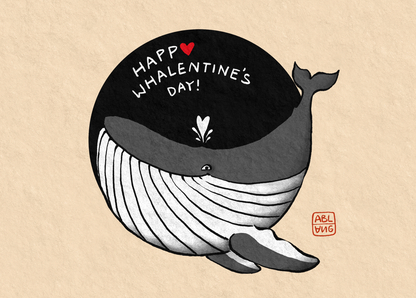 Happy Whalentine's Day - Postkarte Valentinstag