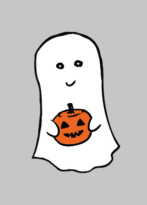 Ghost with Pumpkin - Postkarte jetzt online verschicken