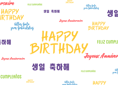 Happy Birthday Sprachen - Postkarte jetzt verschicken