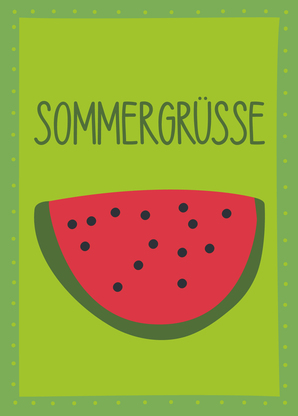 Sommergrüsse Melone - Postkarte online schreiben