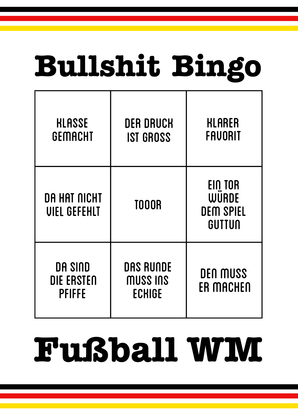 Fußball WM Bullshit Bingo 2 - Postkarte online verschicken