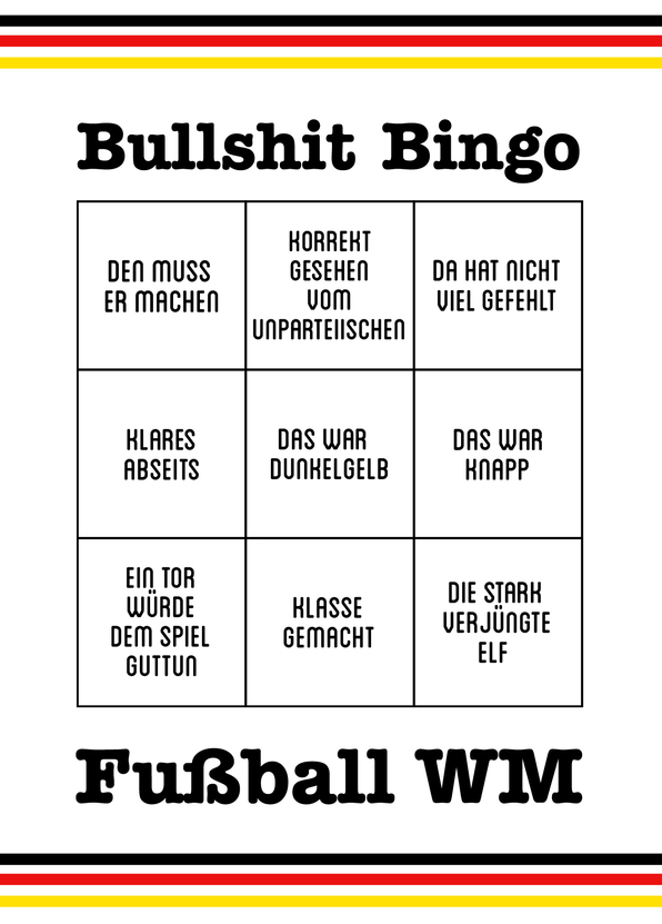 Fußball WM Bullshit Bingo 4 - Postkarte jetzt verschicken