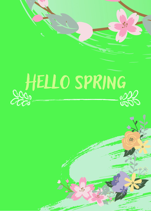 Hello Spring Blumen - Frühlingspostkarte online verschicken