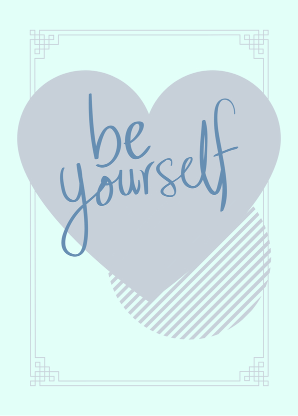 be yourself Herz - Postkarte online versenden