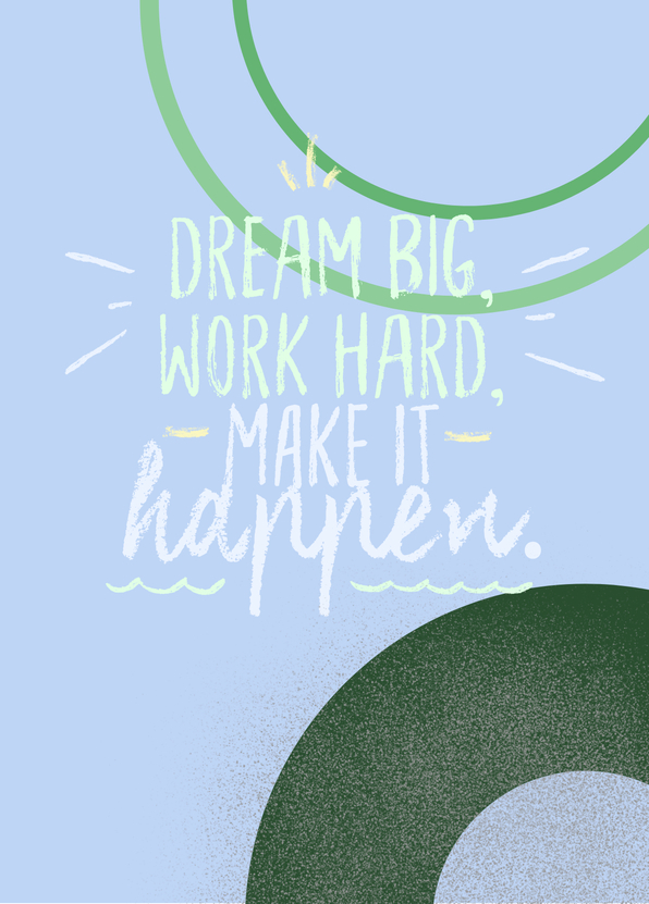 Dream big work hard make it happen - Motivationspostkarte