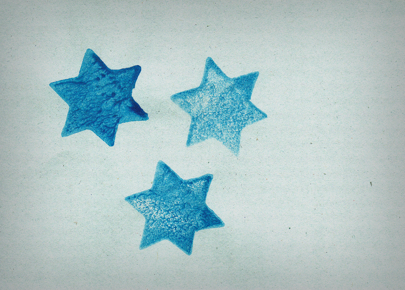 Drei blaue Sterne - Postkarte jetzt online verschicken
