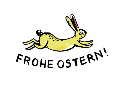 Frohe Ostern gelber Hase - Postkarte jetzt online verschicken