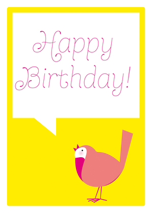 Happy Birthday Vogel gelb - Postkarte jetzt online verschicken