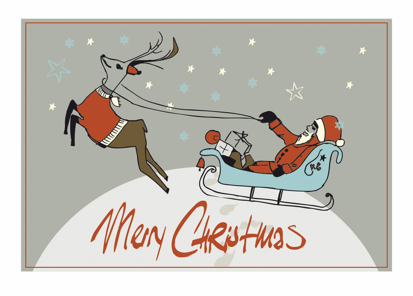 Merry Christmas Weihnachtsmann - Postkarte versenden
